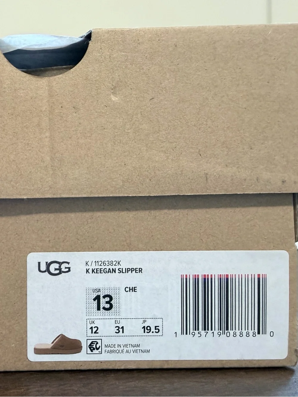 UGG Keegan Chestnut Suede Shearling Slide Slippers Kids Size 13 Cozy Comfort
